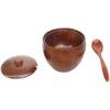 Wooden Salt Cellar Sugar Bowl Pepper Box with Lid and Spoon Salt Seasoning Container Storage Box Wooden Spice Box Spice Jars