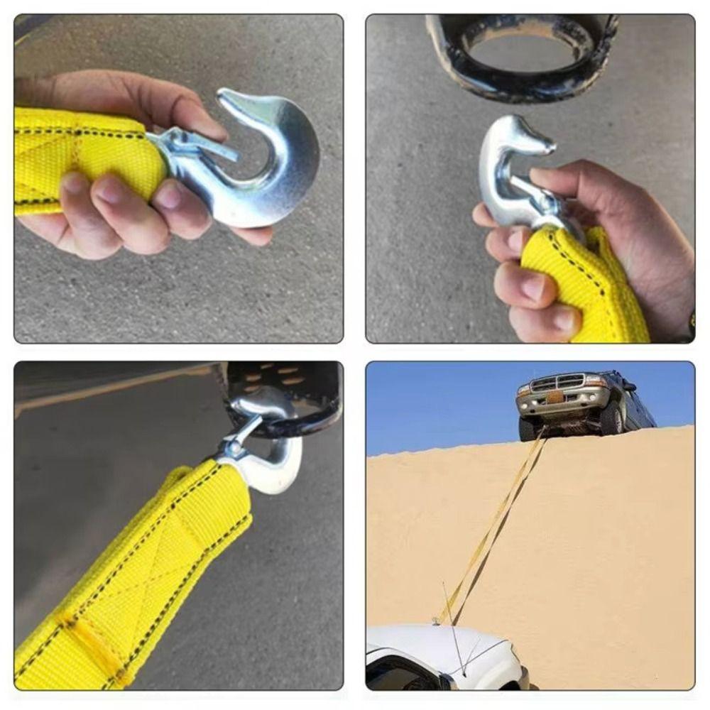 3 Ton Capacity Tow Strap Hooks Included Towing Pull Rope Trailer Straps  Road Emergency