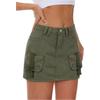 Women Casual Low Waist Slim Fit Mini Skirt with Utility Pockets Belt Loops and Front Button Closure Suitable for Daily Wear