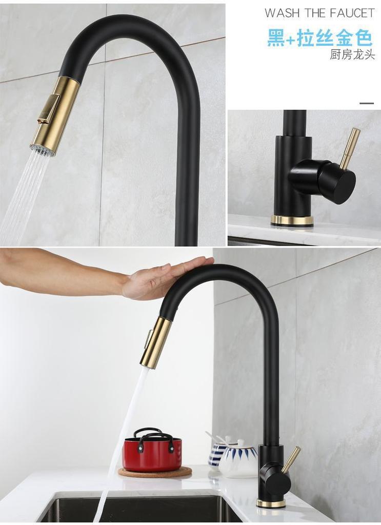 Grifo de Cocina Extraíble de Acero Inoxidable 304: Diseño Telescópico Giratorio Frío y Caliente