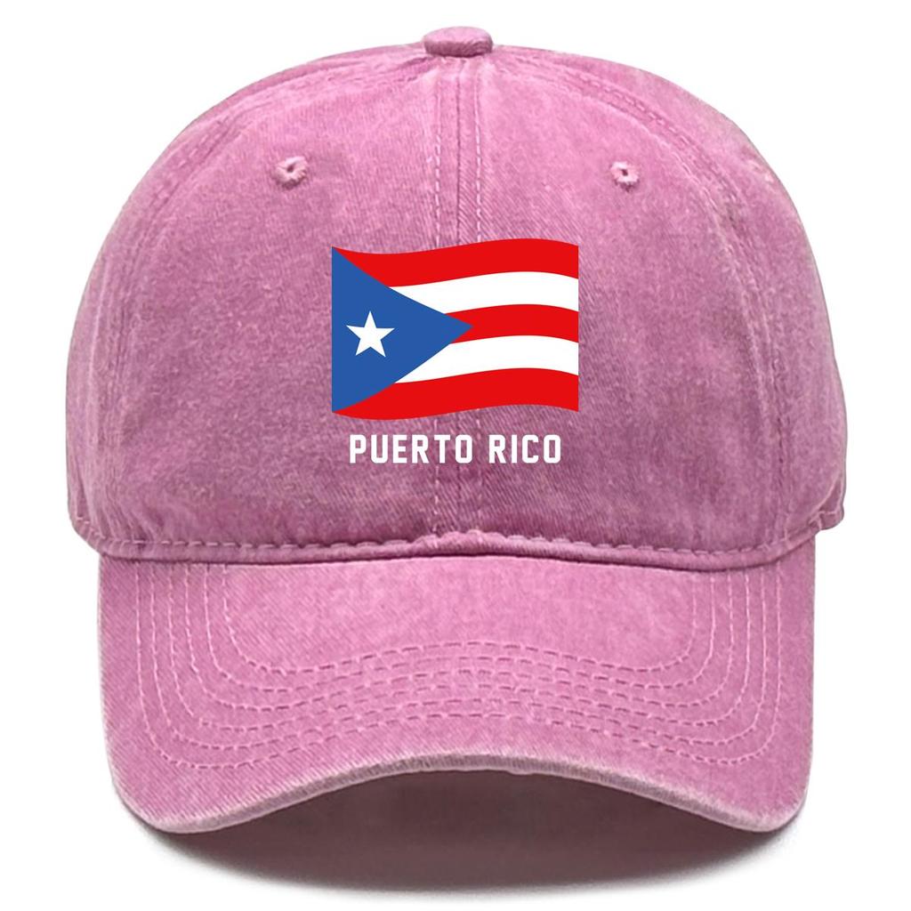 Puerto Rico Flag Waves Print Verstellbare Baseballkappe, Patriotische Papa-Kappe Verstellbare Schnalle Trendiger Vintage-Schnitt Snapback Sonnenhut