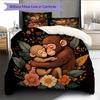 Hugging Animals  Pattern Bedding Quilt Set Quilt Cover Pillowcase Home Decoration  Gift (1 * duvet cover + 2 * pillowcase, without core)