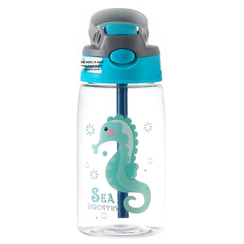 Creative Cartoon Kids' Summer Straw & Duckbill Water Cup with Pop-Up Lid - Portable for Outdoor Use