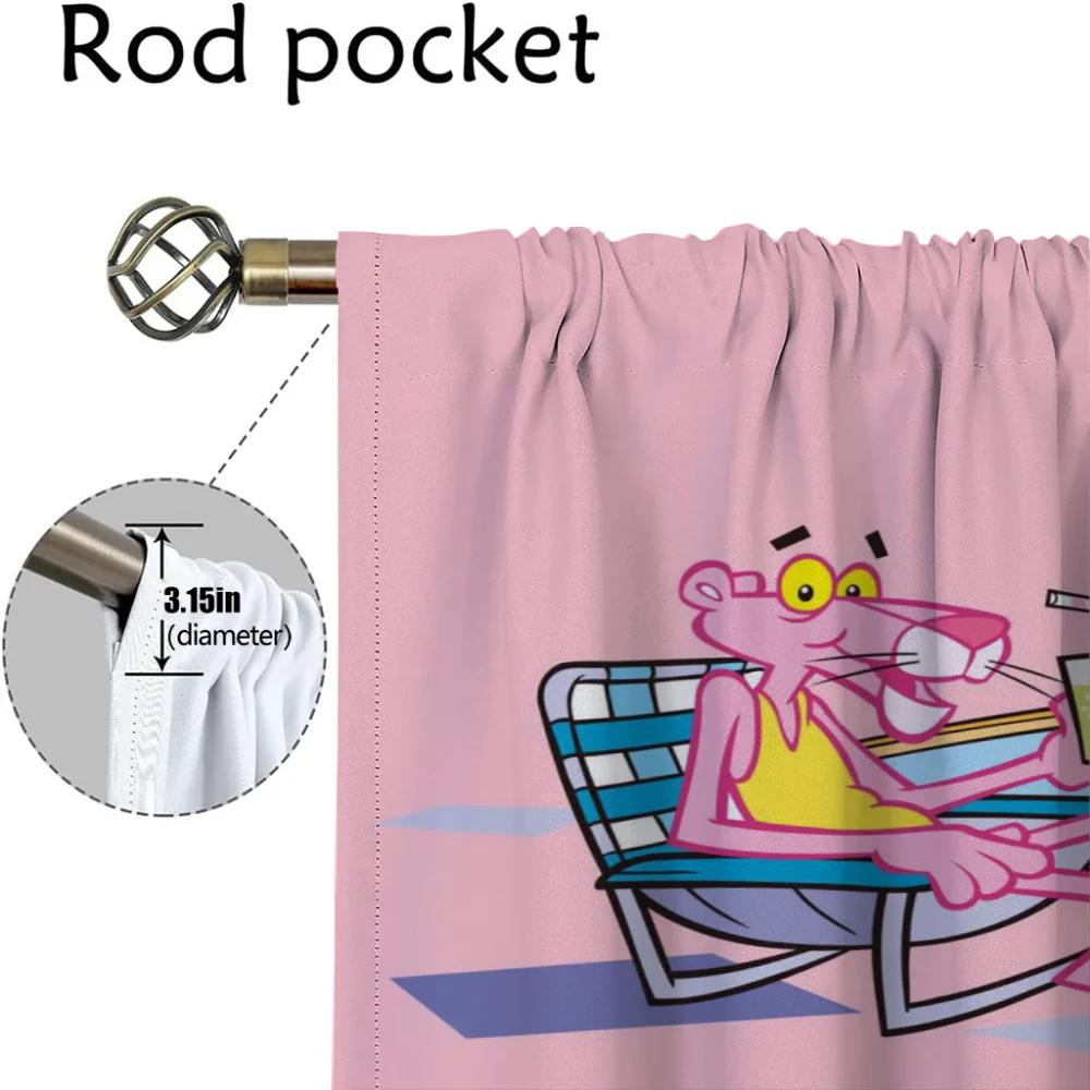 Modern Living Room Curtains Camera Pink Panther Shades Window Curtain Partition Halloween Decoration Home Interior Made Of Polyester Area Decor