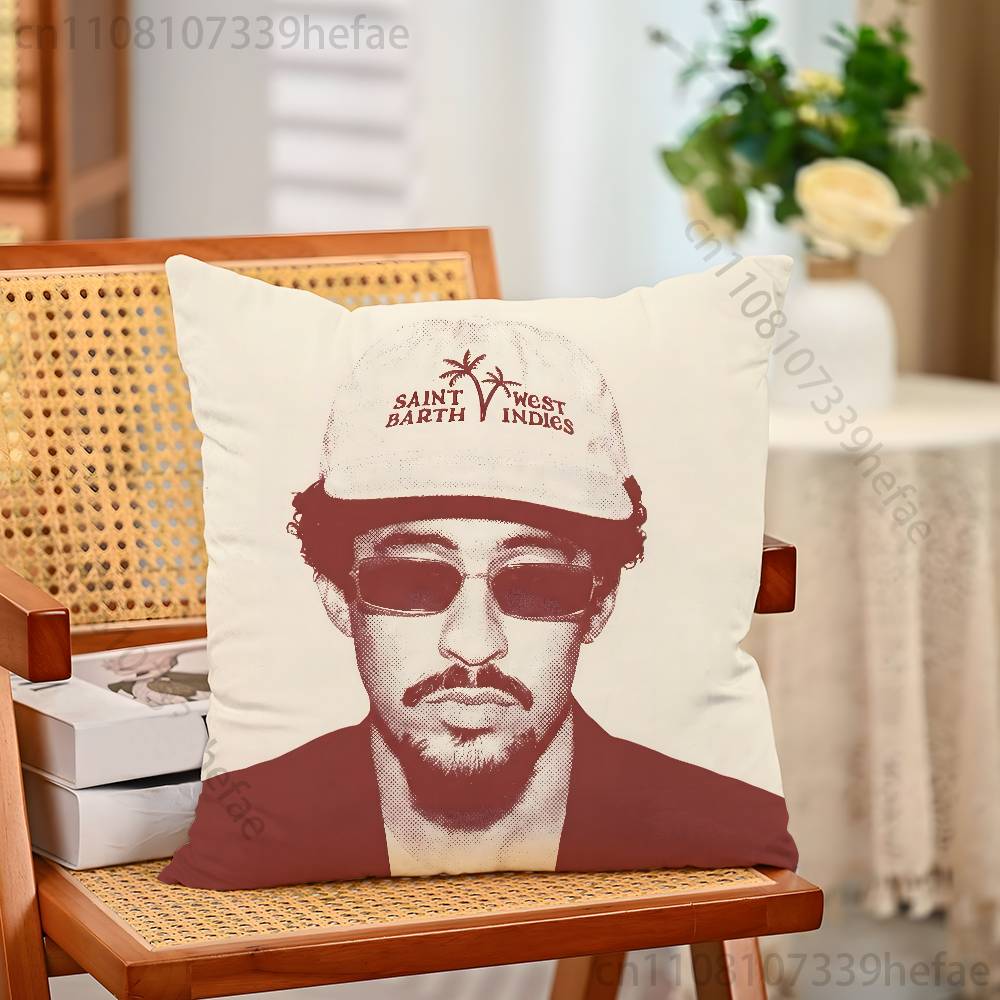 

BBad BBunny singer Throw Pillow Case For Decoration 30cm 50cm 55cm Square Home Pillowcase Case 30x30cm