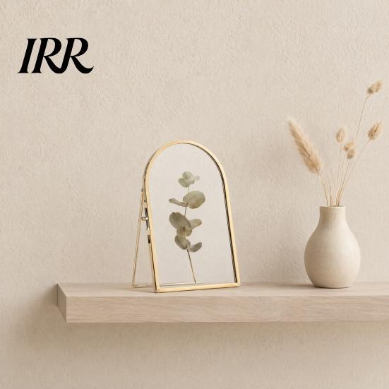 Memory Keepsake Frame Glass Press for Dried Flowers, Octagonal Metal Shadow Box with Commemorative Craft Clear Glass, Wall Hanging Plant Display