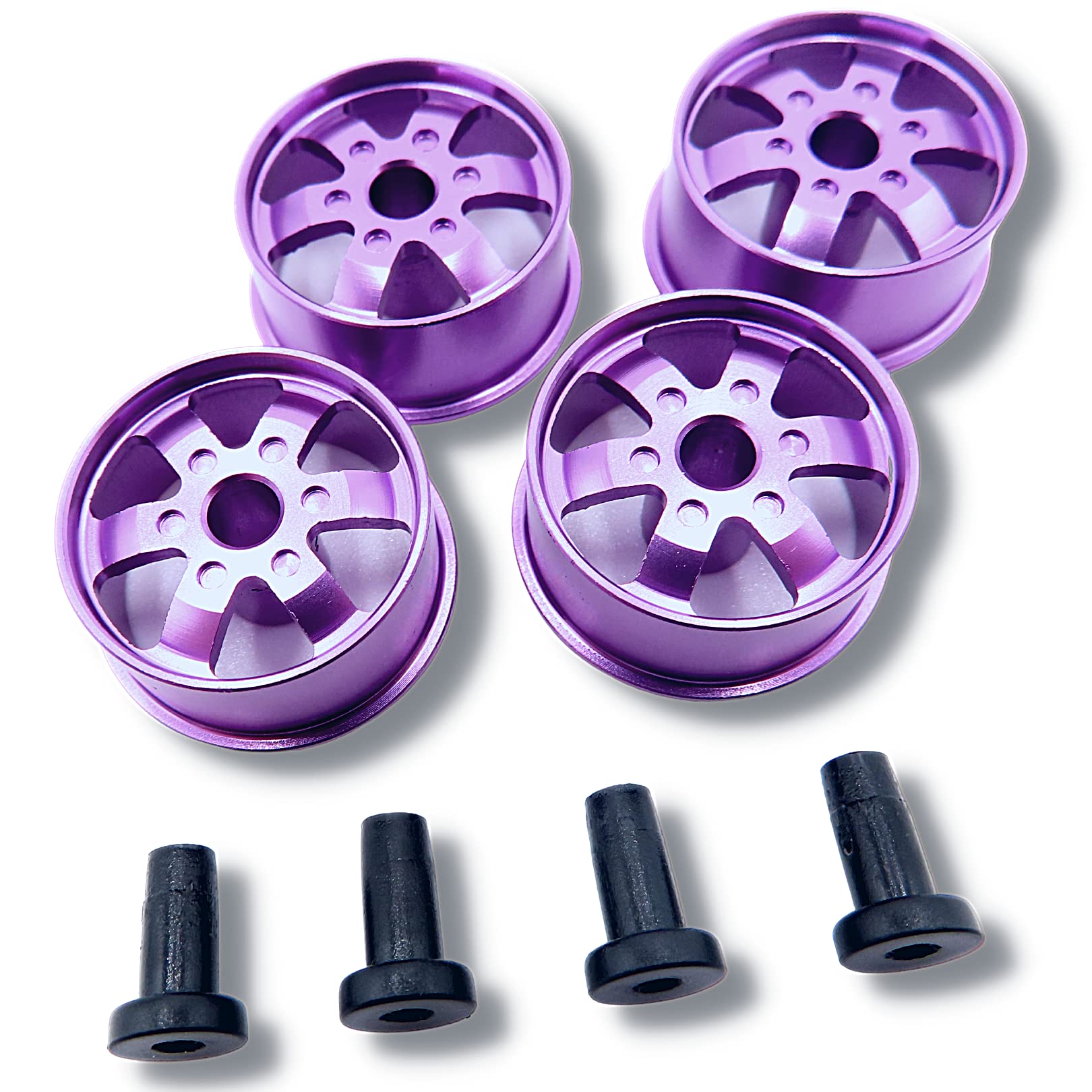 

TAGATORON Medium diameter low height 6 spoke aluminum wheels 20mm diameter Bush included Set of 4 (5. Purple)