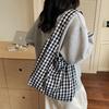 Plaid Canvas Bag Women's Large-capacity New Summer Versatile Shoulder Shopping Bag College Student Tote Bag
