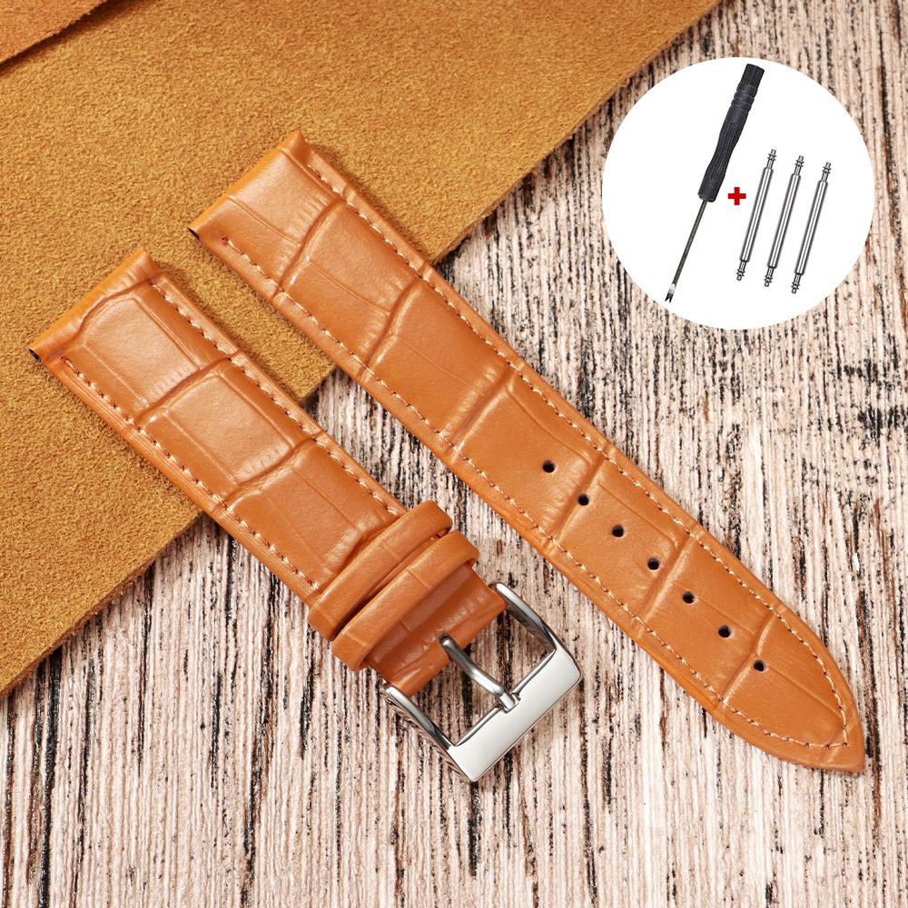 Genuine Leather Calfskin Strap 12mm 14mm 16mm 18mm 20mm 22mm 24mm Universal Men Women Watchband Slub Pattern Watch Accessories