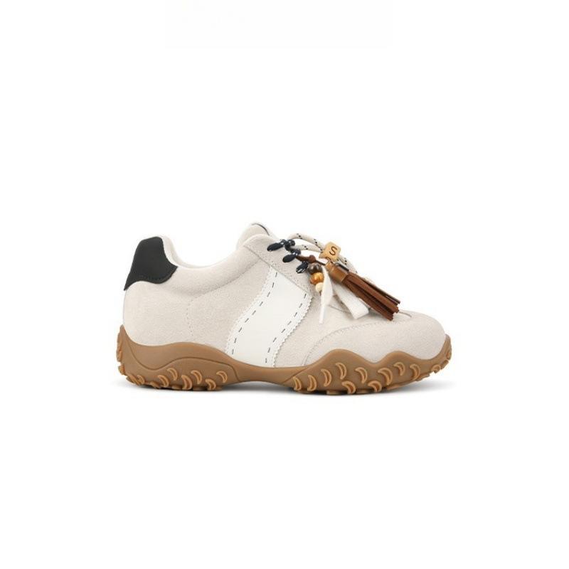 6CM inner height increase~ leather platform German training shoes women's autumn new outdoor hiking sports leisure jogging Forrest Gump shoes