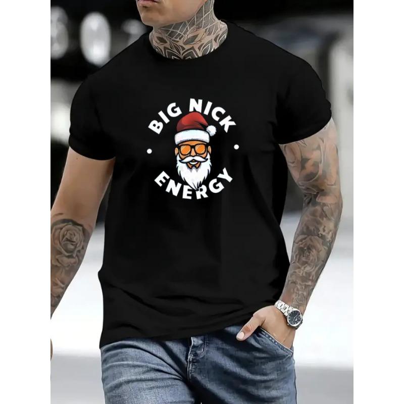 European Size Mens Christmas TShirt Comfortable Crew Neck Casual Cotton ShortSleeves Soft Breathable Top Menswear Tshirt Summer Spring Streetwear
