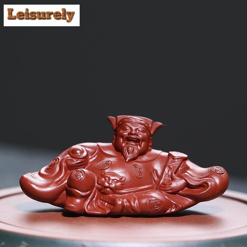 Purple Clay Maitreya Buddha Guanyin God Of Wealth Tea Pet Luxury Exquisite Miniature Tea Figurine Play Toys Tea Statue Ornaments