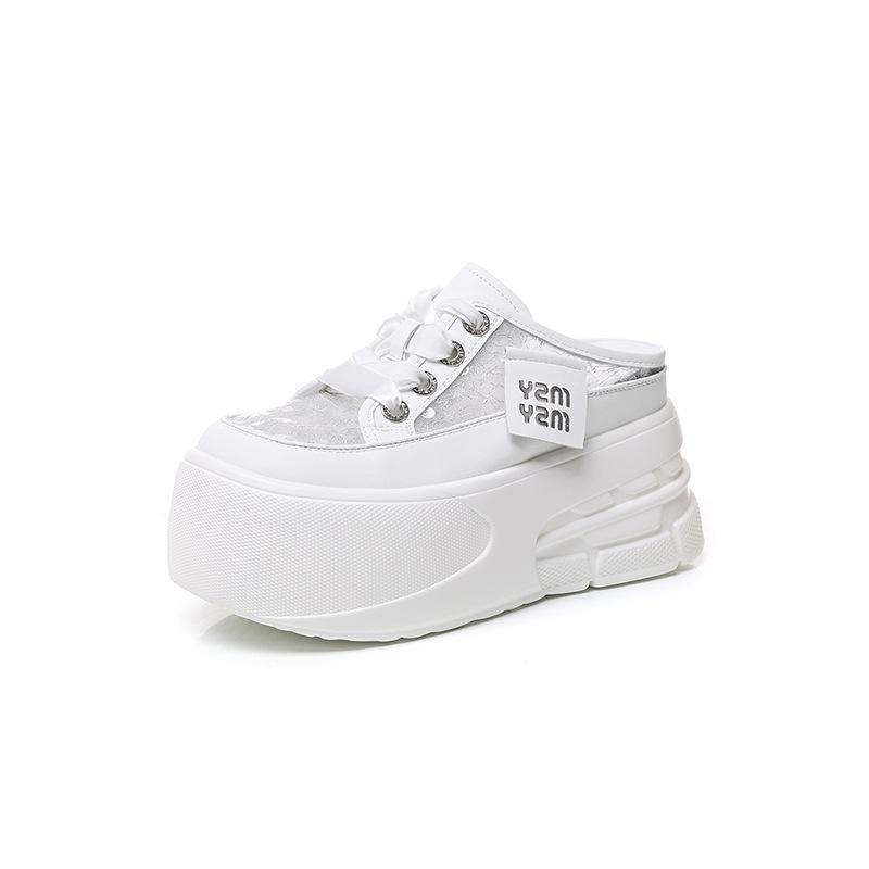 Baotou half slippers women s new versatile sequined mesh yarn breathable outer wear thick bottom inner height increase cool slippers 39 белый 6160₽