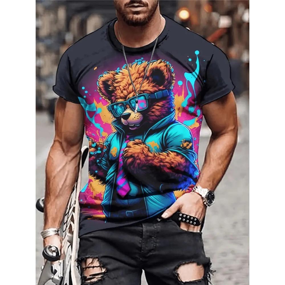 3D Bat Pattern Mysterious Totem Men's T-Shirt Summer Retro Cool Gothic Harajuku Short Sleeve Top Fashion Creative Casual Clothes