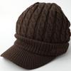 AVIREX cable knit knit cap with perfect for men and size 023 loose-fit brim, women, winter, brown,