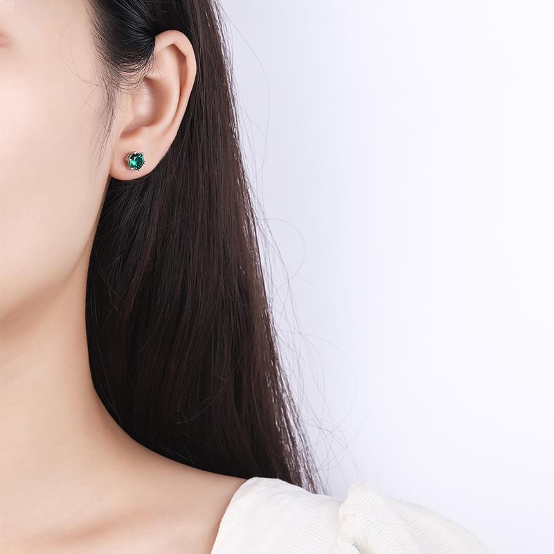 Boucles d'oreilles classiques en argent S925 avec zircon vert pour femmes, bijoux créatifs en argent sterling brillant avec zircon, bijoux de mariage, bijoux de fête