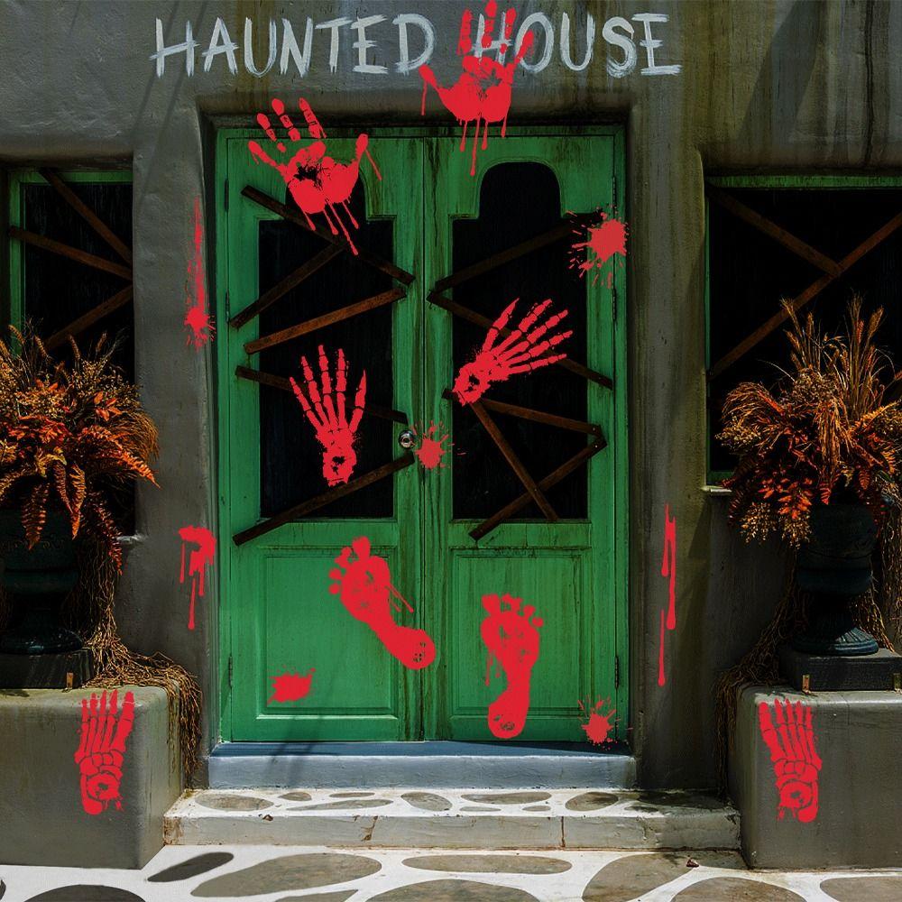 Funny Halloween Bloody Handprint Stickers Happy Halloween Decoration Halloween Decor Gifts