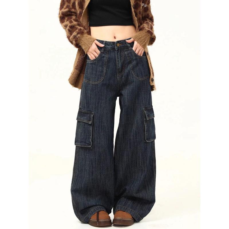 JYL Unisex Cargo Pants Vintage Washed Multi-Pocket Cleanfit Draped Denim 2XL амазонка