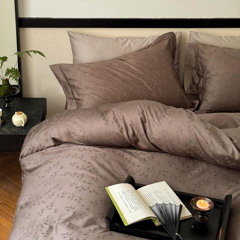 Class A Maternal Infant Grade High-End Long-Staple Cotton Cotton Jacquard 4-Pcs Set Pure Cotton Bed Sheet Quilt Cover Light Luxury Bedding 4