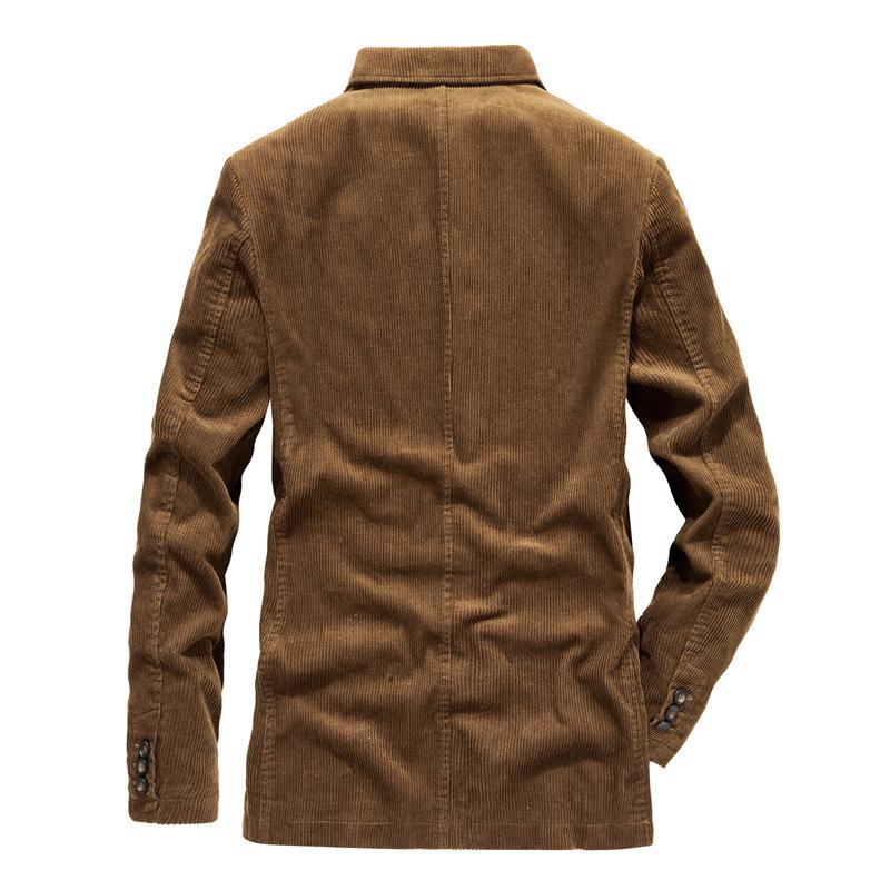 Spring and Autumn New Corduroy Suit Retro Casual Flat Jacket Men's Solid Color Suit
