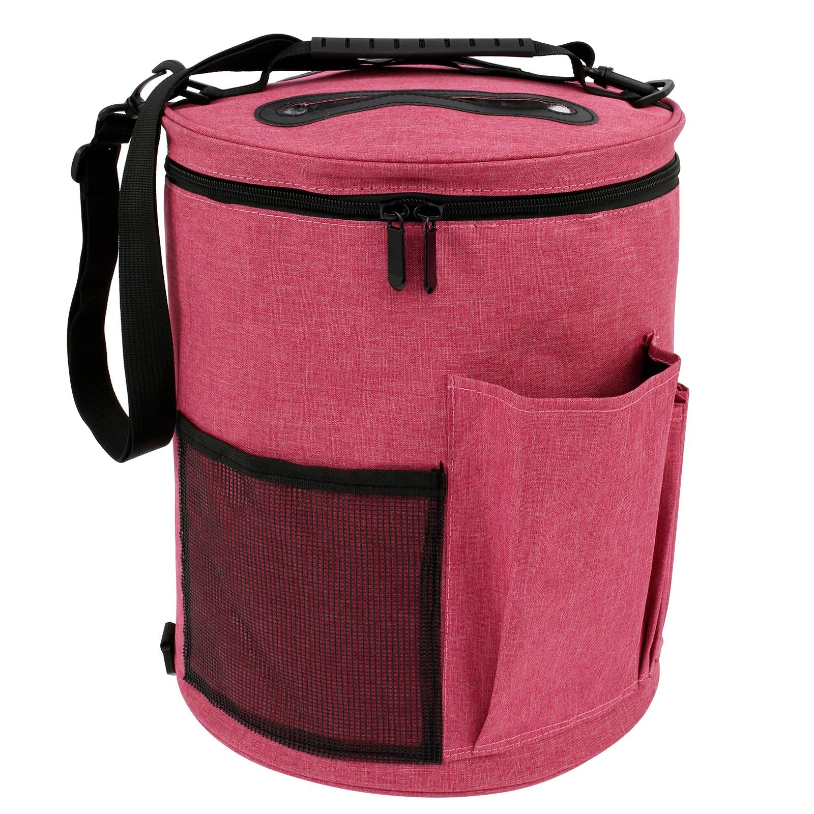 

New Foldable Yarn Storage Bag Portable Crochet Bags with Shoulder Strap Crochet Tote with Handle for Knitting Supplies Crafting рожевий червоний колір
