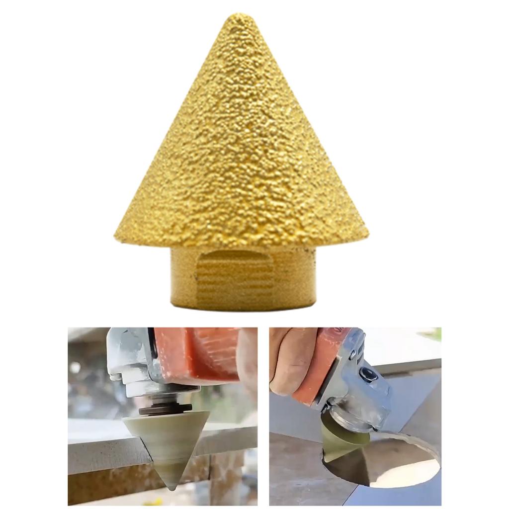 Broca Biseladora Chaflanadora 38/50mm Cónicos Rueda de Diamante para Pulir Piedra Acabado de Bordes Compatibilidad Universal