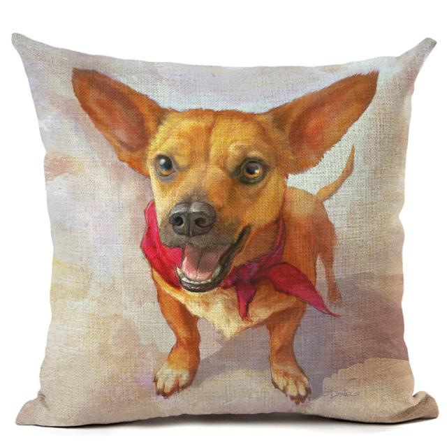 New Cartoon Cotton Linen Cute Dog Printing Pillow Case Home Decorative Pillowcase Cover