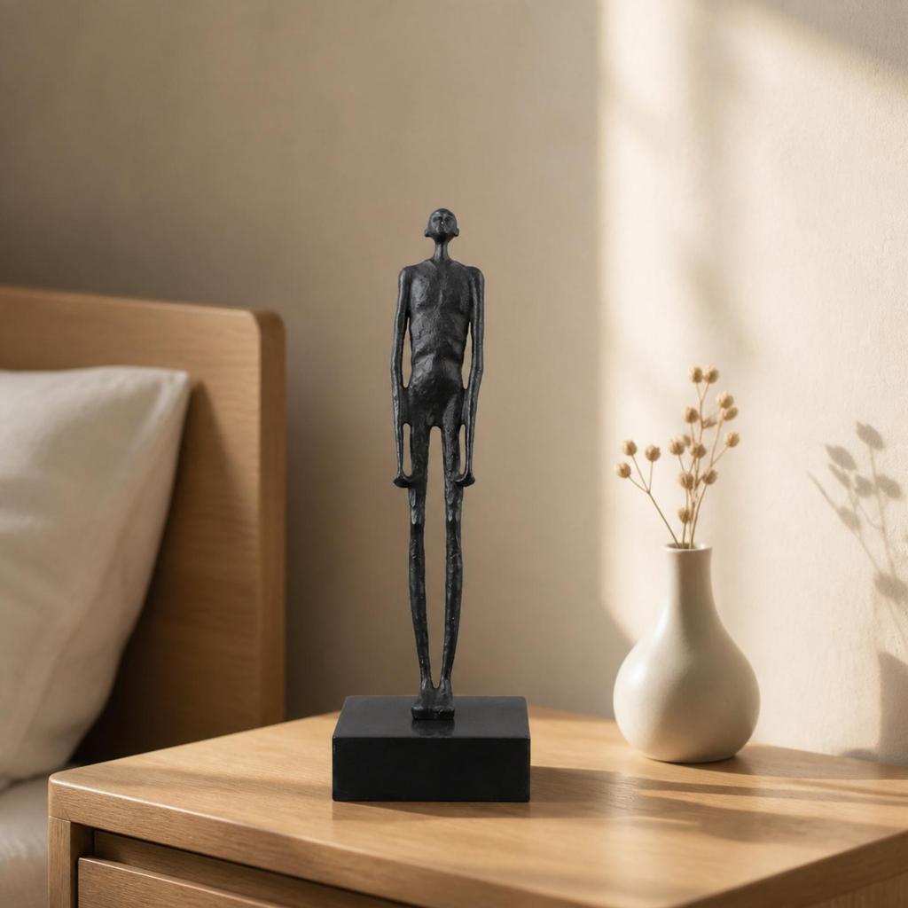 Standing Abstract Figure Sculpture with Rectangular Base Solid Decorative Object