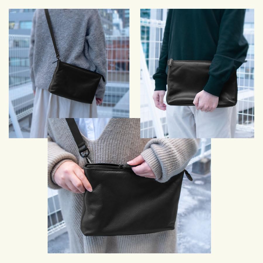 VERAPELLE Genuine Leather Mini Shoulder Bag, Sacoche, for Men and Women. Slim, Lightweight, and Stylish. Perfect for Crossbody or iPad Storage. Made