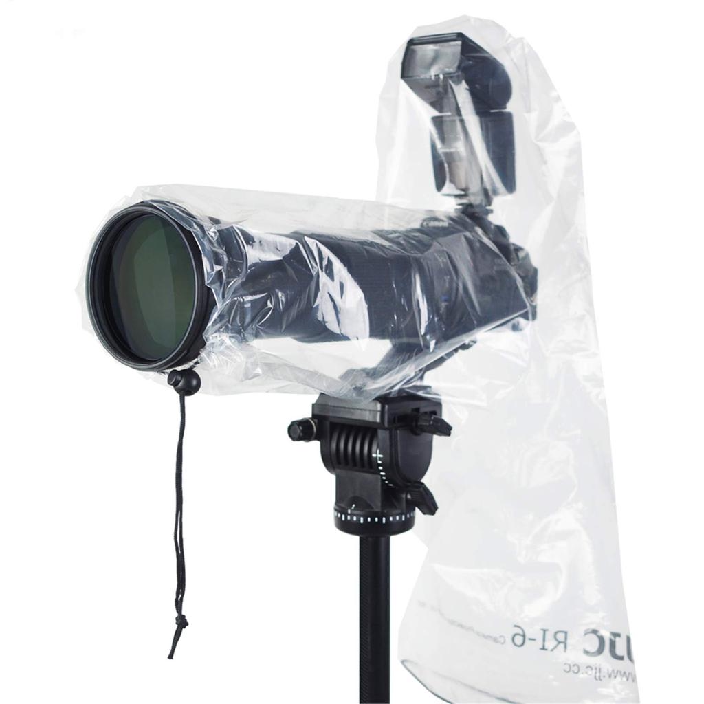 JJC Camera Rain Cover for Flash and Tripod Compatible with Sony Canon EOS Kiss M2 Nikon and Lens x Tripod 1+1 Set, Transparent, Use, A6600, A6500,