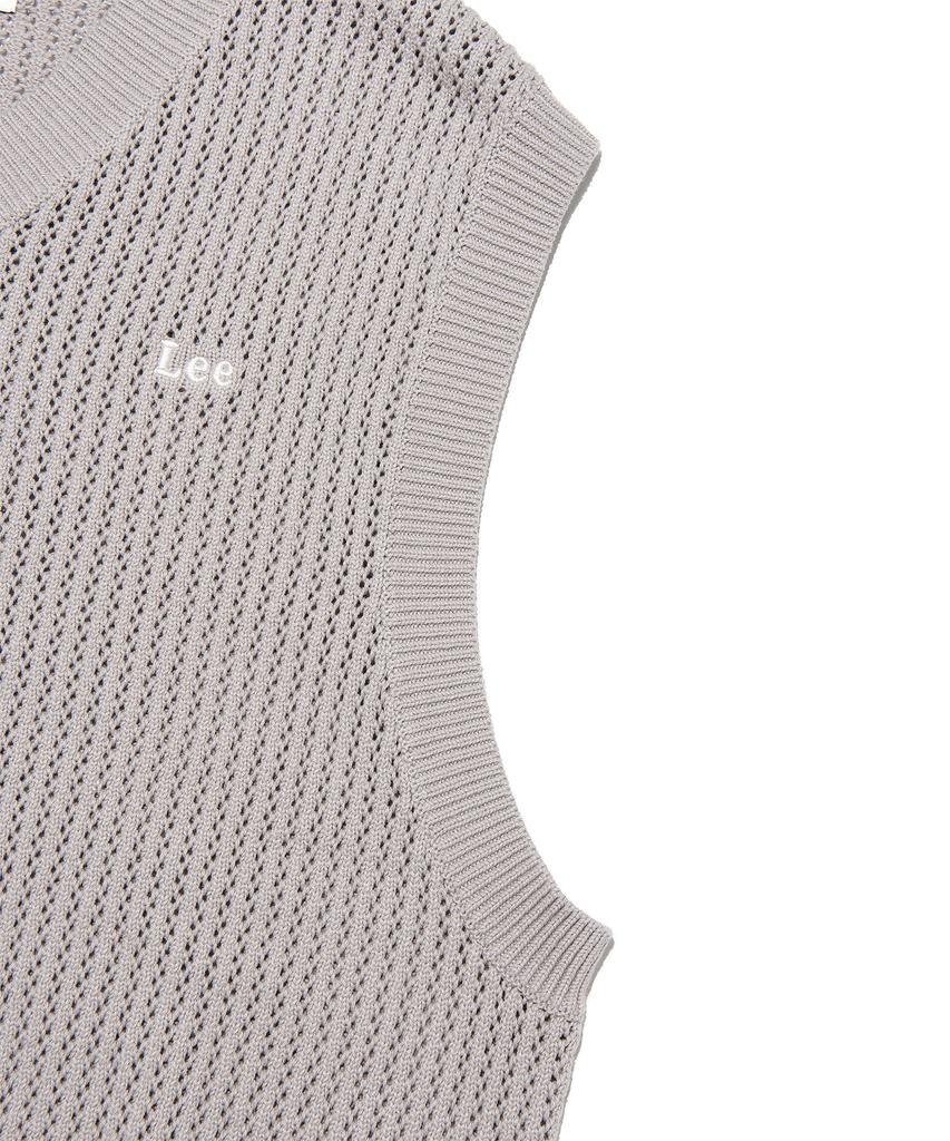 Lee V-Neck Scalloped Knit Vest Light Gray