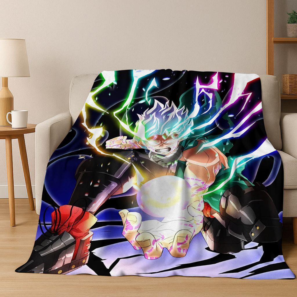 Anime My Hero Academia Deku Katsuki Cartoon Flannel Blanket,Cozy Soft Throw Blanket for Home Bedroom Bed Sofa Picnic Cover Kids
