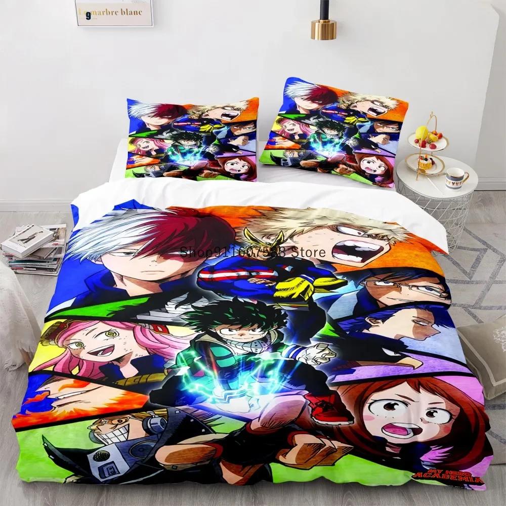 New Anime My Hero Academy Bedding Set Anime Characters Duvet Cover Set 3D Quilt Bed Set Queen King Size Boys Home Textile
