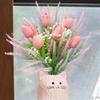 Spring Wedding Floral Arrangements 13Inch Faux Tulips Lavender Bouquet Silk Flower For Home Decoration