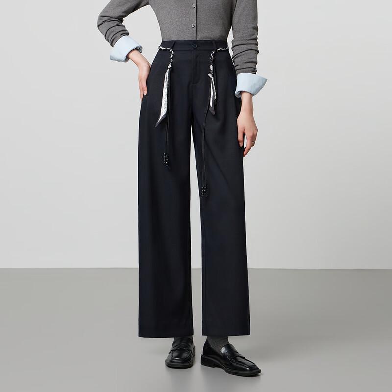 FivePlus Women's Straight-Leg Pants with Silk Scarf Belt