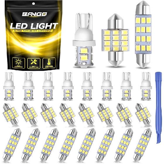 BANGO 24 Pieces Car LED Interior Light Bulbs, Non-Polarity Design with Removal Tool, Suitable for Car Dome Map Door Trunk License Plate Lights, Etc.