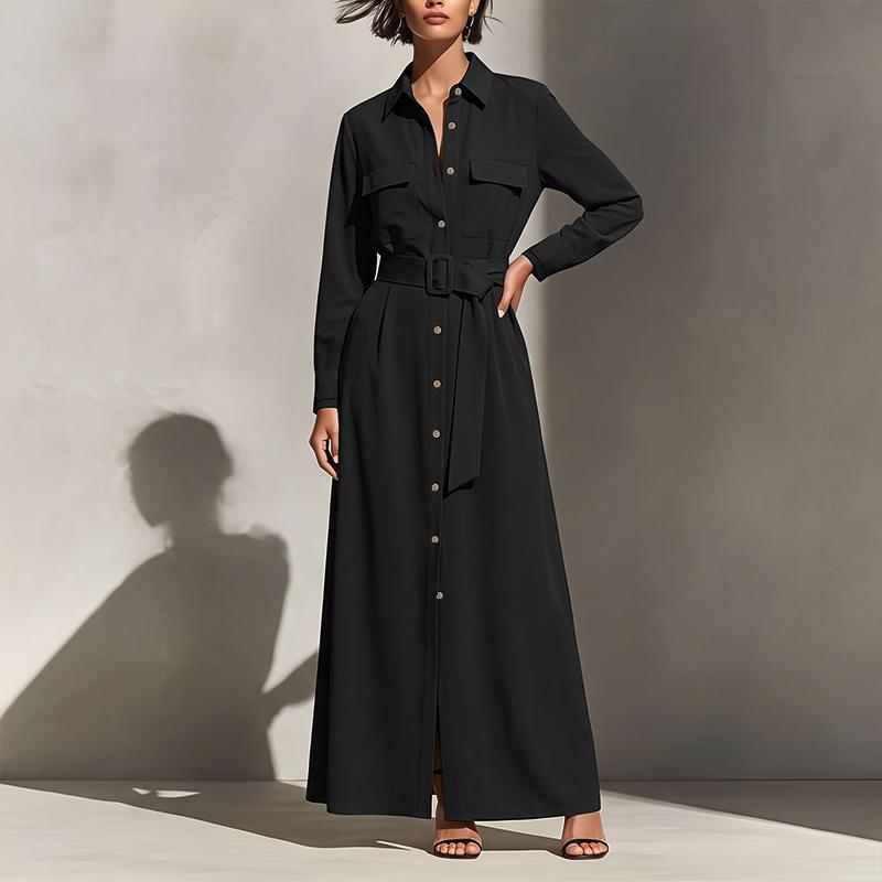 ZANZEA Women Formal Casual Turn Down Collar Long Sleeve Loose Long Shirt Dress S