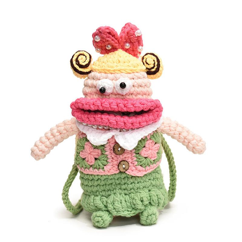 Adorable Cartoon Knitted Shoulder Bag For Kids Stylish And Fun Fall Winter Accessory