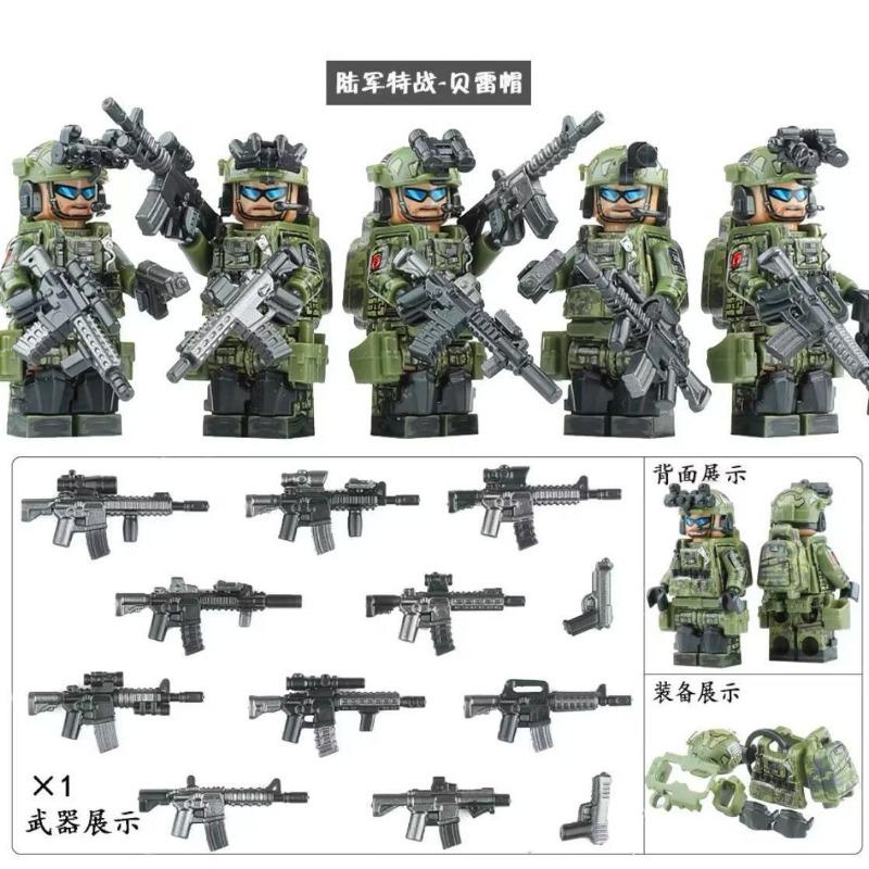 High military US special forces soldiers green beret army weapons miniature building block puzzle birthday gift world war ii