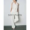 Spring New Women's Clothing Elegant Elegance White Circular Lower Hem Open Back Hanging Collar Tops 2649074