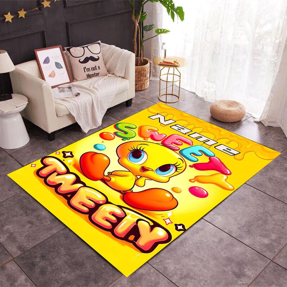 Looney Sweet Tweet Adventure Customizable Name Floor Rug Office Rug Perfect for Playrooms Outdoor Living Rooms Dormitory Antislip Carpet Decorate Offi