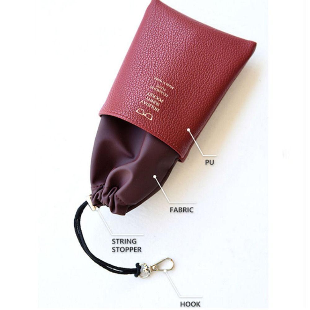 Drawstring Sunglasses Pouch PU Leather SunGlasses Holder Hanging Sunglasses  Eyewear Accessories
