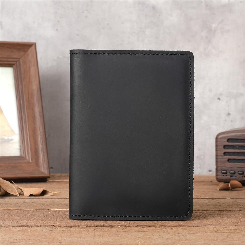 

Обложка для паспорта ручной работы Crazy Horse из натуральной кожи для мужчин, органайзер для багажа и документов чёрный