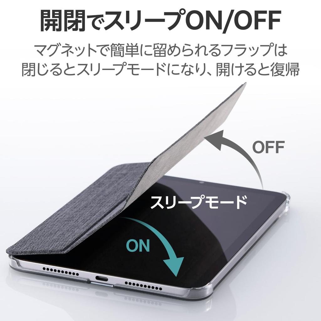 Elecom IPad mini7 Pro mini6 6. Generation Hülle Stoff transparente Rückseite 2 Winkel schwarz (A17 2024) TB-A24SWVCBK