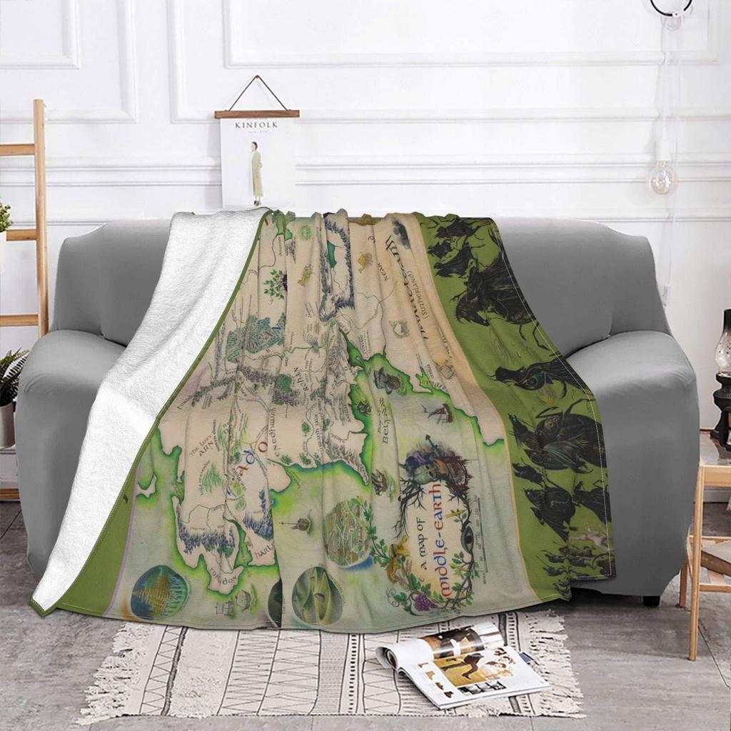 Blanket Middle Earth Map Blanket Super Soft Velvet Blanket Lightweight Bed Blanket Quilt Durable Home Decoration Fleece Blanket