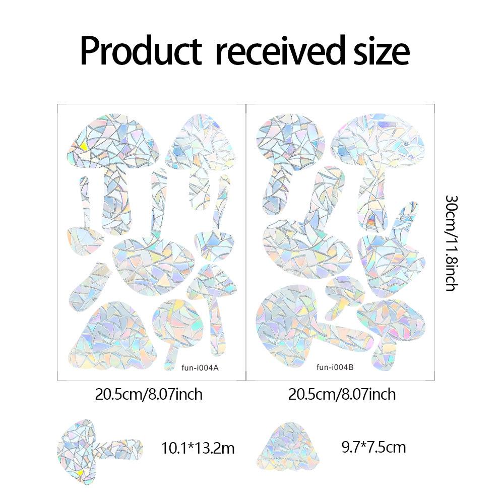 

Fun-i004 Лазерные ослепительные маленькие грибовидные стеклянные двери и окна для домашнего ландшафтного дизайна Декоративные наклейки на окна Самоклеящиеся 20.5*30cm*2pcs/fun-i004