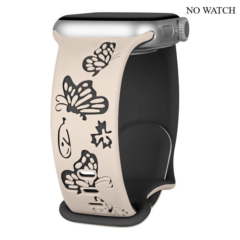 Silicone Strap For Apple Watch Series 11 10 9 8 7 6 5 4 3 For Iwatch Ultra 3/2 49mm 46mm 42mm 45-44-42-41-40-38mm Butterfly Woma