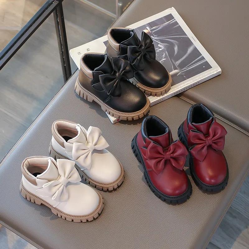 Μποτάκια μέχρι τον αστράγαλο για μικρά κορίτσια Μποτάκια μέχρι τον αστράγαλο για παιδιά με φιόγκο Πριγκιπικά Γλυκά Μαλακή Εξωτερική Σόλα από Καουτσούκ Αντιολισθητικά Μόδα