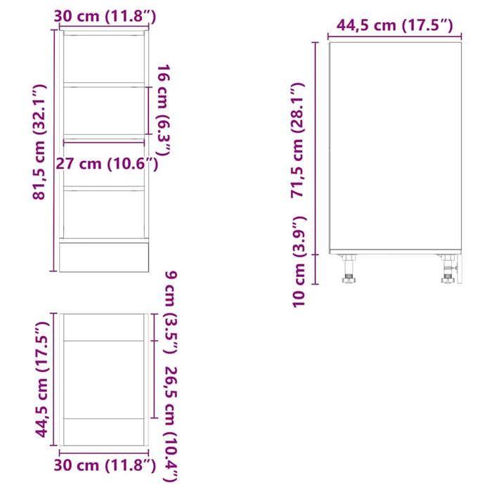 VidaXL Meuble bas "Riga" Chêne fumé 30 x 44,5 x 81,5 cm Bois d'ingénierie 854197