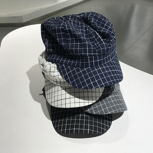 Versatile plaid thin octagonal hat British retro student cap Casual painter hat Newsboy hat Children